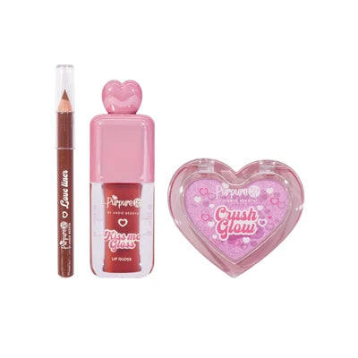 Purpure crush kit - lip gloss, lip linner e iluminador