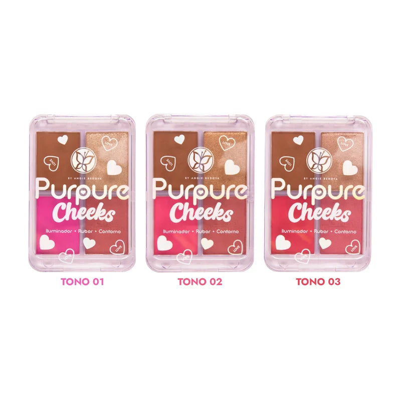 Purpure paleta rubor e iluminador cheeks x4