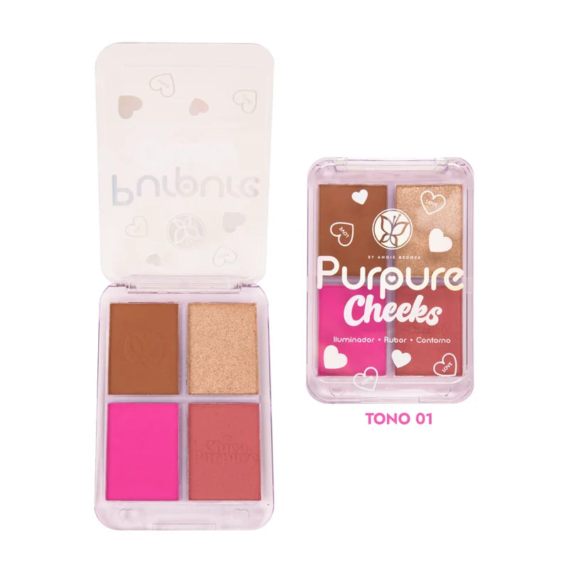 Purpure paleta rubor e iluminador cheeks x4