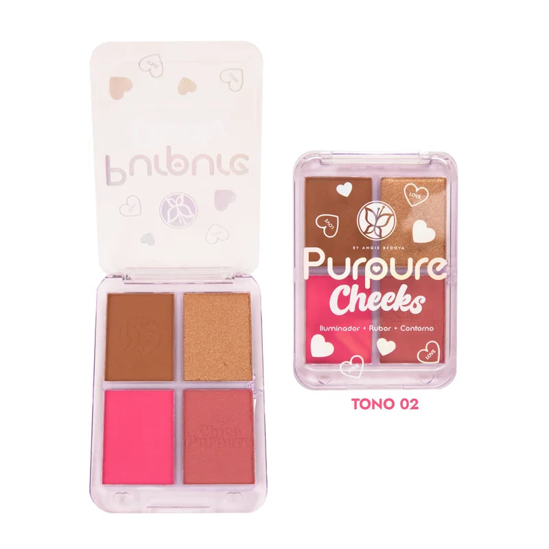 Purpure paleta rubor e iluminador cheeks x4