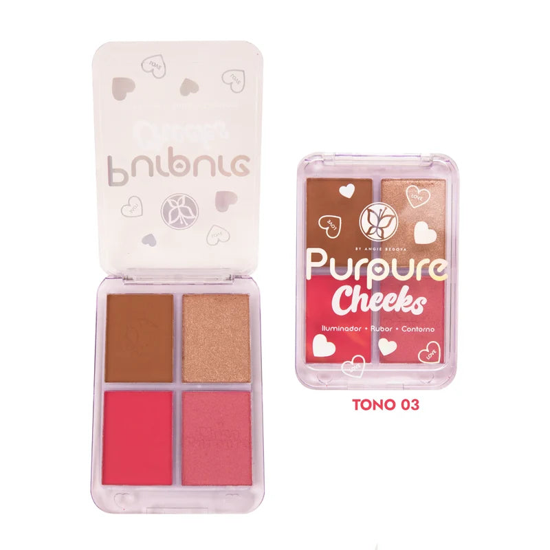 Purpure paleta rubor e iluminador cheeks x4